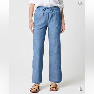 J.Crew Petite Chambray Slim Wide-leg Drawstring Pant Sz 12P